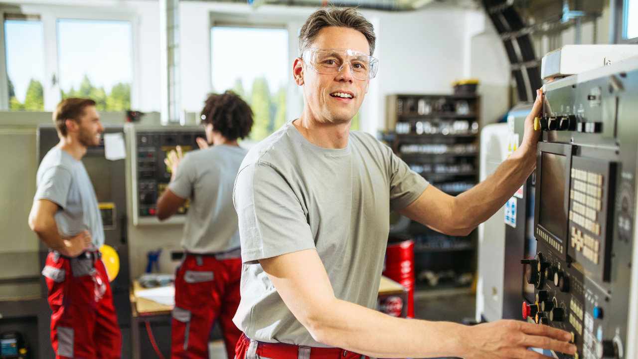 2K Mitarbeiter an einer CNC Maschine in Neumünster